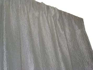 Backdrop Drape 16 feet High X 9 feet Wide . White Crinkle Shimmer. Sewn Pipe / Rod Pocket, Made in USA. Exclusively by LA Linen