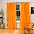 Indo Pumpkin Orange Tab Top Sari Sheer Curtain (43 in. x 84 in.)