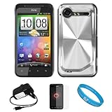 Silver Metallic Cosmo Wave Design Protective Snap-On Case Cover for HTC Dro ....