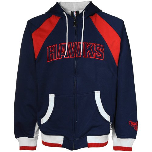 NBA Atlanta Hawks Navy Blue-Red Premier Full Zip Thermal Jacket (Large)
