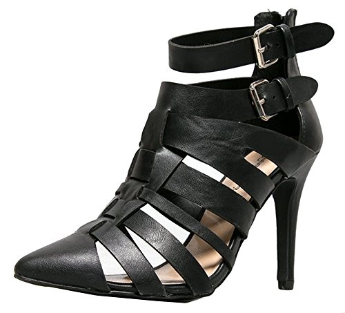 Breckelle's NATALY-21 Caged Ankle Strap Pointy Toe High Heel Pump