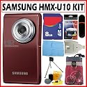 Samsung HMX-U10 Ultra-Compact Full-HD Camcorder in Red + 8GB Deluxe Accessory Kit