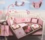 SoHo Pink and Brown Floral garden Crib Nursery Bedding Set 10 pcs