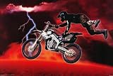 Motorcross (Red Lava & Lightning) Art Poster Print - 24 X 36