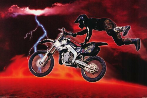 Motorcross (Red Lava & Lightning) Art Poster Print - 24