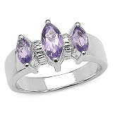 1.10 Carat Genuine Amethyst Sterling Silver Ring