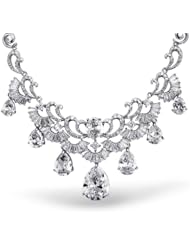 Bling Jewelry CZ Teardrop Art Deco Swirl Bridal Necklace Estate Jewelry 16in