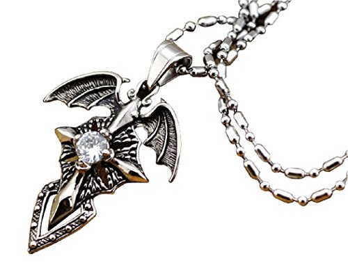 Btime Cool Hansome Bat Wing Unique Necklace (white)