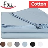 Cotton Full Bed-Sheet-Set Light-Blue - 4 Piece Bedding Set, Flat Sheet, Fitted Sheet and 2 Pillow Cases- Breathable, Cozy & Comfortable, Hotel Quality Extremely Durable - By Utopia Bedding (Full, Light Blue)