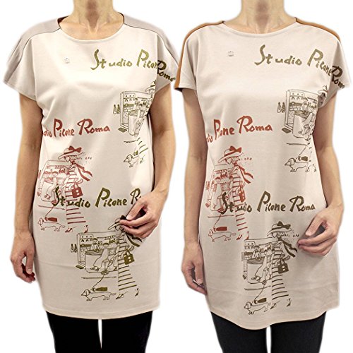 ピッコーネ スタジオ ピッコーネ STUDIO PICONE レディース チュニック プルオーバー 半そで プリント クルーネック キャメル/グレー サイズ：38(M/9号)/40(L/11号) (pico-w16aw04s)