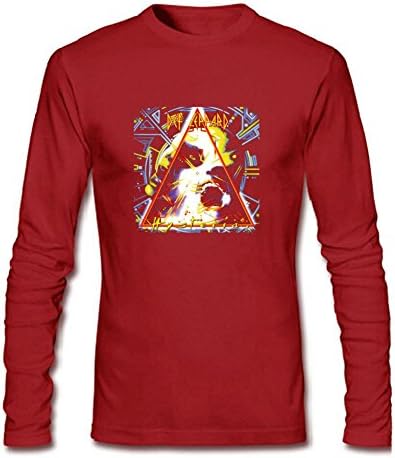 sqin Custom Def Leppard Euphoria Long Sleeve T-Shirts for Men 100% Organic Cotton Red S