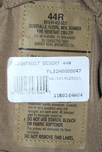 Genuine Us Air Force Nomex Fire Resistant Flight Suit Cwu-27/p - Size 44R
