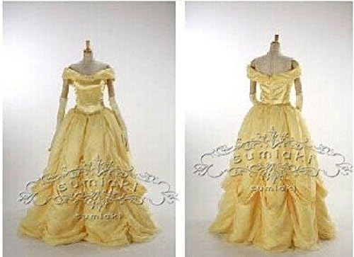 Overseas factory direct delivery! Elegant! Cosplay Princess dress Beauty and the Beast Bell Cosplay Costume Disney halo