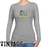 NCAA Drexel Dragons Ladies Ash Distressed Logo Vintage Long Sleeve Slim Fit T-shirt