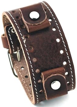 Nemesis Brown Wide Leather Cuff Wrist Watch Band