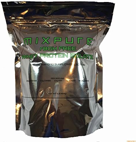 MIXPURE rBGH Free Whey Protein Isolate (Unflavored No Sweeteners, 1LB Pouch)
