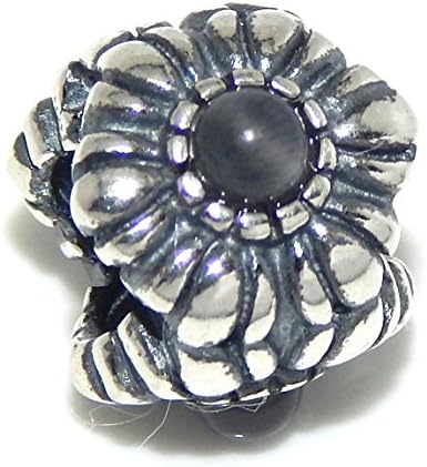 Pro Jewelry .925 Sterling Silver June Moonstone Birthstone Flower Charm Bead for Snake Chain Charm Bracelets