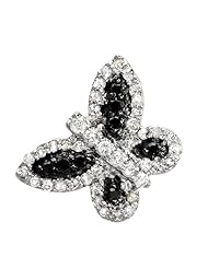 0.40 Carat (ctw) 10k White Gold Round Black and White Diamond Ladies Butterfly Pendant