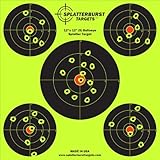 25 Pack - 12"x12" (5) Bullseye Splatter Target - Instantly See Your Shots Burst Bright Florescent Yellow Upon Impact!