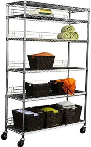 6-Tier Wire Shelving Rack | 48" x 18" x 72" | NSF | Includes Wheels | Chrome