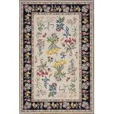 KAS Oriental Rugs. Inc. Colonial 8 x 11 Colonial Beige/Black Botanical Area Rug