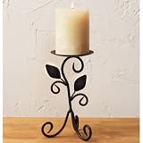 Luca Bella Home Scroll Leaf Pillar Holder