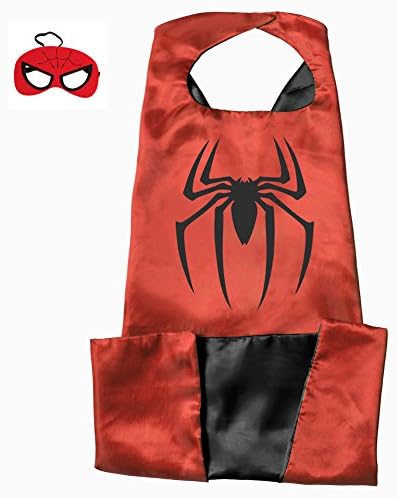 110*70 CM Superhero Cape and Masks (110*70CM, Red &amp; Black (Spiderman))