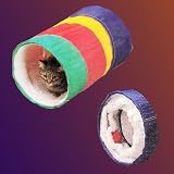 Rainbow - COLLAPSIBLE RAINBOW COLOR CAT TUNNEL WITH HANGING PLAY TOY AND COZY SHERPA FLEECE LINING A COZY PLACE FOR ROMPING OR NAPPING 