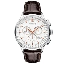 Big Sale Movado Men's 0606576 Circa Brown Crocodile-Embossed Leather Strap Watch