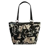 COACH HORSE & CARRIAGE PLEATED SHOPPER TOTE HANDBAG BLACK & WHITE 14482