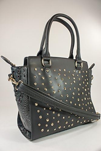 Arcadia Fashion Shoulder Handbag Purse Animal Crocodile Alligator Design Crystal Bling SM2301-BN