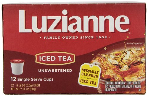 Luzianne, Iced Tea, Unsweetened Iced Tea, K-Cups, 12 Count, 2.16oz Box (Pack of 3)