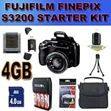 Fujifilm FinePix S3200 14 MP Digital Camera with Fujinon 24x Super Wide Angle Optical Zoom Accessory Saver 4GB NiMH Batter...