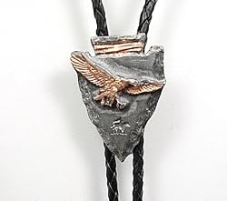 Tricolor Eagle Arrowhead Pewter Bolo Tie