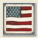 AbsorbaStone Coaster set~ Folk Art Flag ~4 Tile Drink Coasters ~ code 787