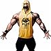 Panegy Men's Gym Hoodie Tank Top Sleeveless Skull Print Sport Fitness Tee - Yellow XL
