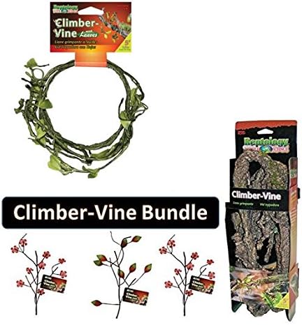 Over 5 Feet of Climber Vine for Reptiles (2 pack) &amp; BONUS 3 Pack of 12 Inch Climber Vine with Leaves Accents (Brown)