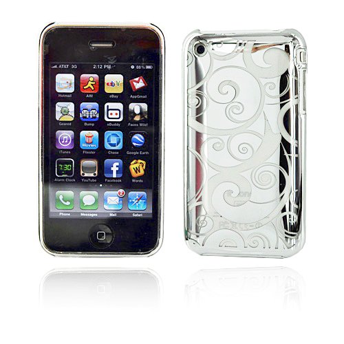 for Apple iPhone 3GS Hard Case CHROME SWIRLS SILVER! for Apple iPhone 3GS Hard Case CHROME SWIRLS SILVER!