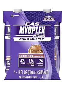EAS Myoplex Original Ready-to-Drink Nutrition Shake, Chocolate Fudge, 4 Count (Pack Of 3)