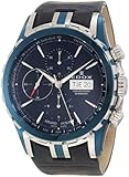 Edox Men's 01113 357B BUIN Grand Ocean Automatic Chronograph Blue PVD Genuine Leather Watch