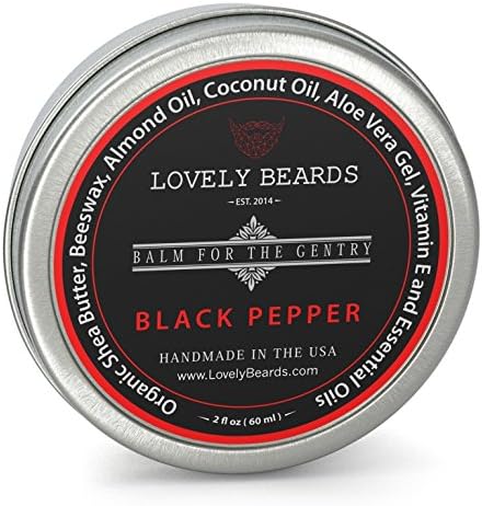 Lovely Beards Natural Beard Balm Leave-In Conditioner & Softener, Handmade In The USA, #1 Rated On Social Media, Best for Groomed Beard Growth, Mustache & Face, Black Pepper Scent
