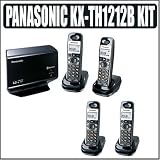 Panasonic KX-TH1212 DECT 6.0 Expandable Bluetooth Cell Link Convergence Telephone System + 4 Handsets