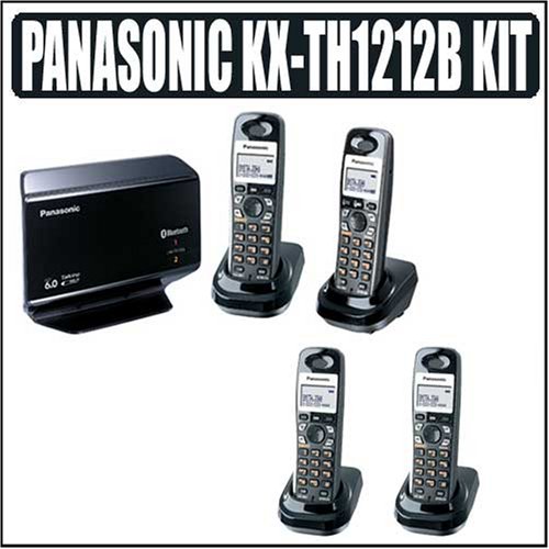 Panasonic KX-TH1212 DECT 6.0 Expandable Bluetooth Cell Link Convergence Telephone System + 4 Handsets