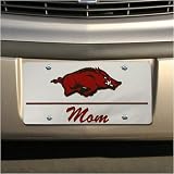 Arkansas Razorbacks Silver Mirror Mom Car License Plate