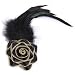 Feder Rosette Brosche Haarklammer Haarspange Schwarz