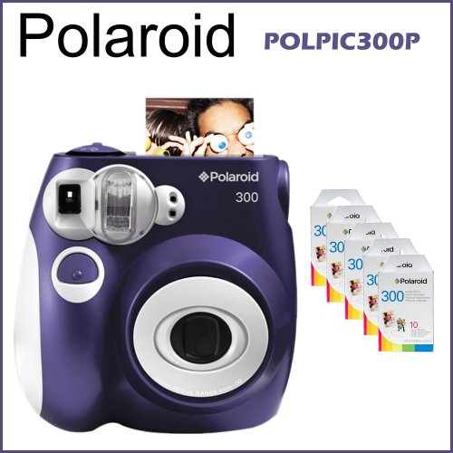 Polaroid 300 Instant Camera Purple + 5 Packs Polaroid Instant Film 300