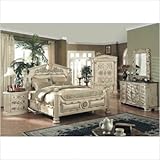 Romeo Panel Bedroom Set in Whitewash Size: Queen