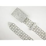 Ladies SQUARE Clear Rhinestone Belt Buckle Metal Chain Belt