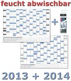 Jahresplaner Wandplaner 2013 + 2014 Set mit 4 Folienstiften, feucht abwischbar, im extra gro�en Format von 100 x 70cm mit einseitiger Folienkaschierung. Wandkalender in bester Material und Druckqualit�t mit Ferienterminen / Feiertagen aller Bundesl�nder und Jahresvorschau des Folgejahres