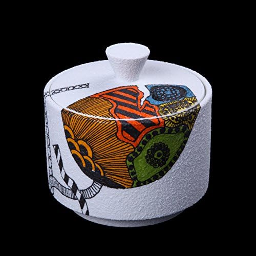Mightee Ceramic Round Canister/ Jars with Rustic Chic Simple Design, Frosted Surface Decorative and Practical Home Accessories with Unique Painting
